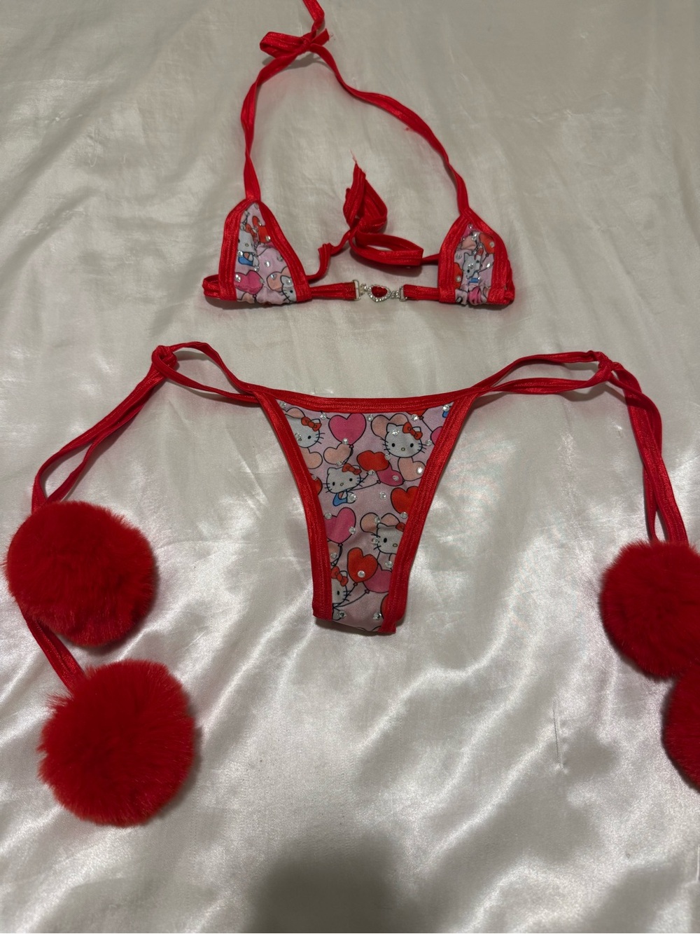 Red Hello Kitty Print Micro Bikini Set